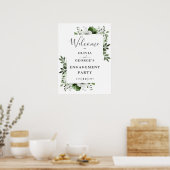 Olive Green Floral Engagement Affiche de bienvenue (Cuisine)