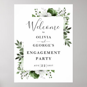 Olive Green Floral Engagement Affiche de bienvenue