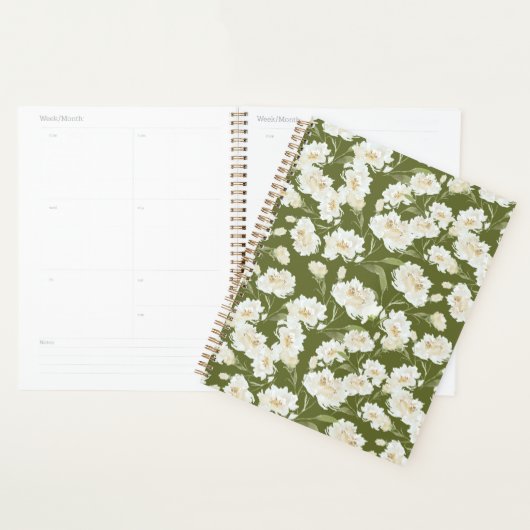 Olive Green Floral Planner (Display)