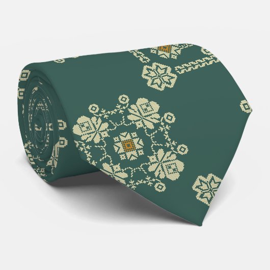 Olive Green Floral Tatreez Henna Thobe Jurk Stropdas (Opgerold)