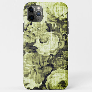 Olive Green  Floral Toile iPhone 11 Pro Max Hoesje