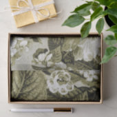 Olive Green  Floral Toile No.1 Tissuepapier (Geschenk)