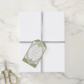 Olive Green French Flourish Frame Wedding Favor Cadeaulabel (Met Touw)