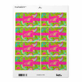 Olive Green Fuchsia Pink Modern Paisley Monogram Etiket (Full Sheet)