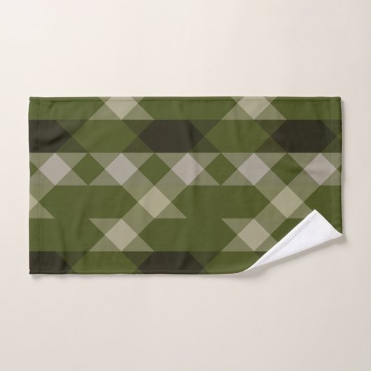 olive green geometric pattern bad handdoek (Handdoek)