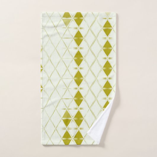 Olive Green Géométrique Mi-Siècle Moderne Impressi (Serviette à main)