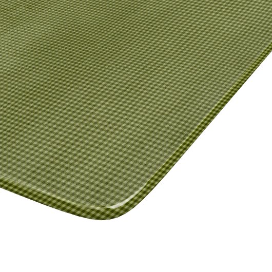 Olive Green Gingham-6x7 GLASS CUTTING BOARD Snijplank (Hoek)