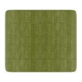 Olive Green Gingham-6x7 GLASS CUTTING BOARD Snijplank (Voorkant)