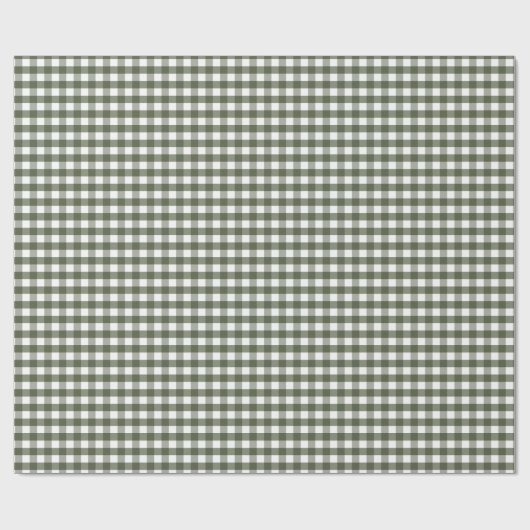 Olive Green Gingham Patterned Cadeaupapier (Vlak)