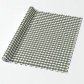 Olive Green Gingham Patterned Cadeaupapier (Uitgerold)