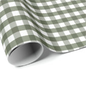 Olive Green Gingham Patterned Cadeaupapier (Rol Hoek)