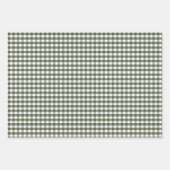 Olive Green Gingham Patterned Inpakpapier Vel (Voorkant 3)