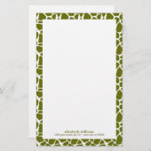 Olive Green Giraffe Pattern Briefpapier (Voorkant / Achterkant)