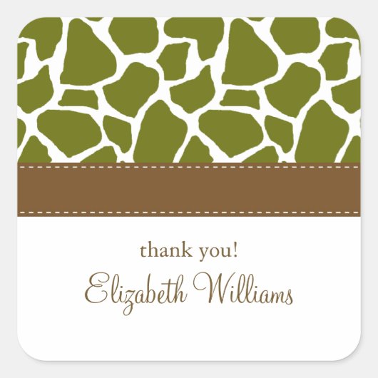 Olive Green Giraffe Pattern Vierkante Sticker (Voorkant)