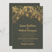 Olive Green Glitter String Lights Wedding Kaart (Voorkant / Achterkant)