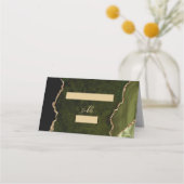 Olive Green Gold Agate Script Trouwtafel (Voorkant)