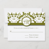 Olive Green & Gold Damask Swils Réponse du Mariage (Dos)