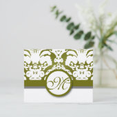 Olive Green & Gold Damask Swils Réponse du Mariage (Debout devant)