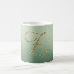 Olive Green Gold Glitter Letter Z Koffiemok