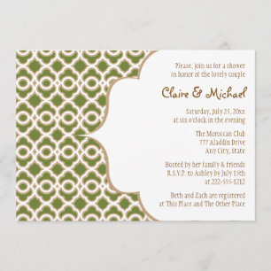 Olive Green Gold Moroccan Couples Wedding Shower Kaart