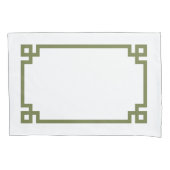Olive Green Greek Key Border Standard Kussensloop (Voorkant-Links)