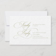 Olive Green "H" Monogram Wedding RSVP Card