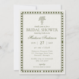 Olive Green Harlequin Checkered Bridal Shower Kaart