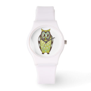 Olive green Hoot Owl Horloge