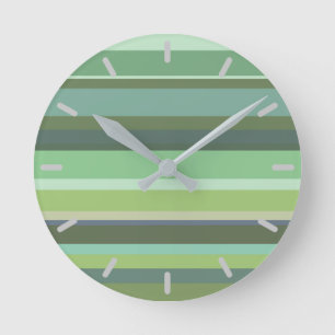 Olive green horizontal stripes ronde klok