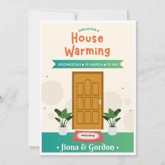 Olive Green House Warming Invitation Kaart Set (Voorkant)
