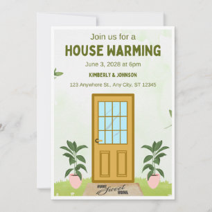 Olive Green House Warming Invitation Kaart Set