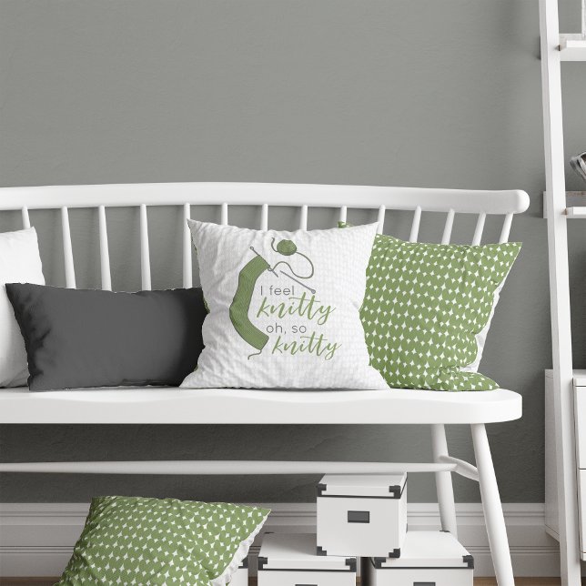 Olive Green ik voel me knitty, Oh zo knitty Kussen (Creator heeft geüpload)