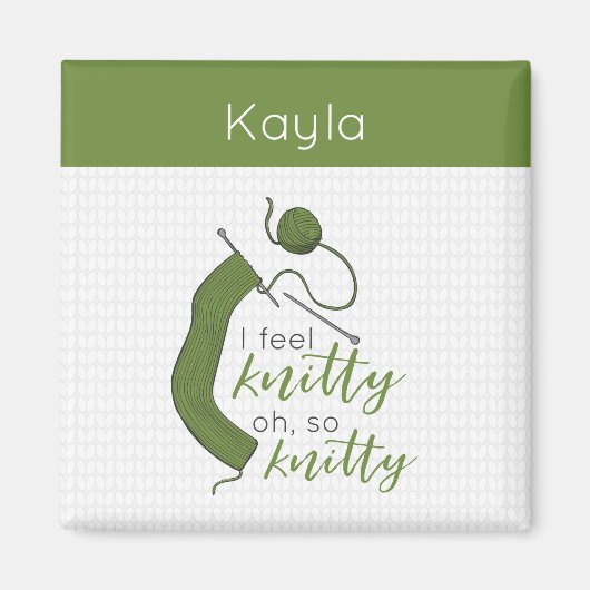 Olive Green ik voel me knitty, Oh zo knitty Magneet (Voorkant)