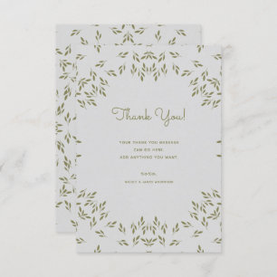 Olive Green Leaves Rustic Wedding Bedankt Kaart