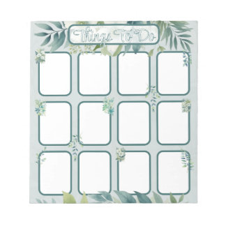 Olive Green Leaves To do List with sections Notitieblok