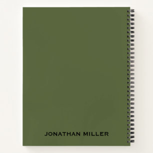 Olive Green Left-Handed Personalized Name Notebook Notitieboek