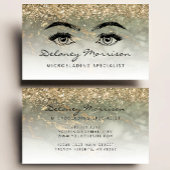 Olive Green Marble Gold Glitter Eyes Microblading Visitekaartje