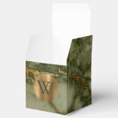 Olive Green Marble Gold Monogram Bedankdoosjes (Geopend)