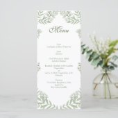 Olive Green Mariage Vintage Botanique Menu (Debout devant)