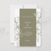 Olive Green Minimalist Floral Wedding Invitation (Devant)