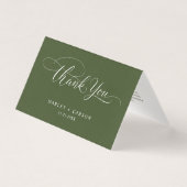 Olive Green Modern Script Wedding Folded Thank You (Front)