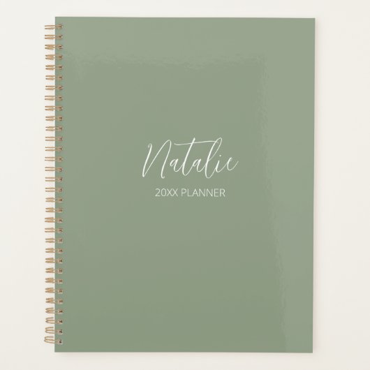 Olive Green Monogram Planner (Voorkant)