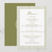 Olive Green Monogram Wedding Menu Card Kaart (Voorkant / Achterkant)