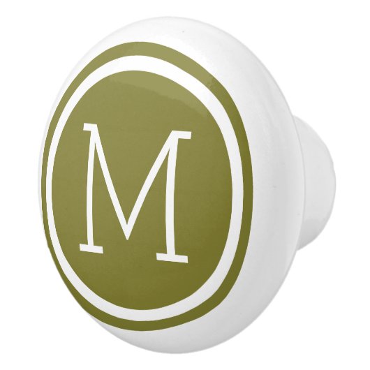 Olive Green Monogramme Bouton de tiroir personnali (Droite)