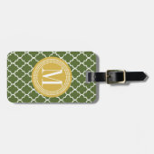 Olive Green Moroccan Lattice Personalized Bagagelabel (Voorkant horizontaal)