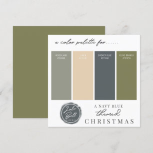 Olive Green Navy Blauw & Goud Kleur Palet Kaart