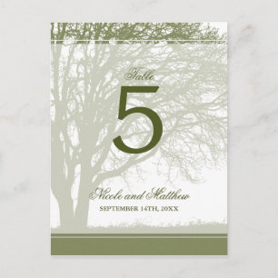 Olive Green Oak Tree Fall Trouwtafel Nummer Briefkaart
