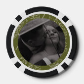 Olive Green Personalized Wedding Guest Book Poker Chips (Achterkant)