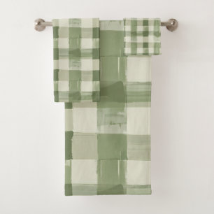 Olive Green Plaid En vichy À damiers Salle de bain