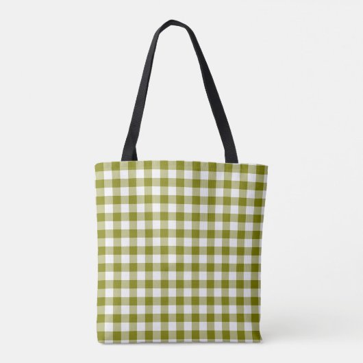 Olive Green Plaid Gingham Personalized Draagtas (Achterkant)